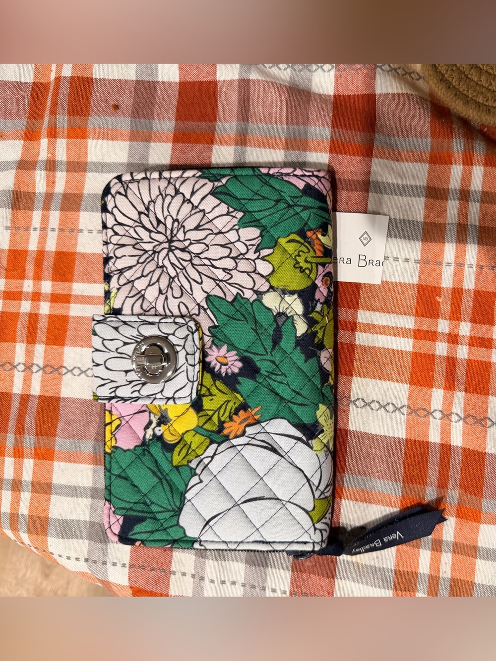 Vera Bradley Floral Quilted Zip Wallet in Pink Green Yellow
